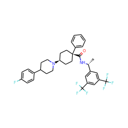 C[C@@H](NC(=O)[C@]1(c2ccccc2)CC[C@H](N2CCC(c3ccc(F)cc3)CC2)CC1)c1cc(C(F)(F)F)cc(C(F)(F)F)c1 ZINC000165778005