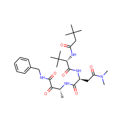 C[C@@H](NC(=O)[C@H](CC(=O)N(C)C)NC(=O)[C@@H](NC(=O)CC(C)(C)C)C(C)(C)C)C(=O)C(=O)NCc1ccccc1 ZINC000027406763