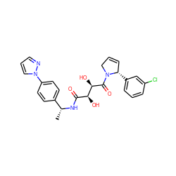 C[C@@H](NC(=O)[C@H](O)[C@@H](O)C(=O)N1CC=C[C@@H]1c1cccc(Cl)c1)c1ccc(-n2cccn2)cc1 ZINC000043101620