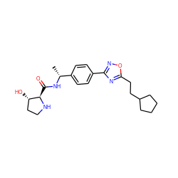 C[C@@H](NC(=O)[C@H]1NCC[C@@H]1O)c1ccc(-c2noc(CCC3CCCC3)n2)cc1 ZINC000299858072