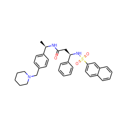 C[C@@H](NC(=O)C[C@@H](NS(=O)(=O)c1ccc2ccccc2c1)c1ccccc1)c1ccc(CN2CCCCC2)cc1 ZINC000036161723