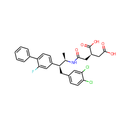 C[C@@H](NC(=O)C[C@H](CC(=O)O)C(=O)O)[C@@H](Cc1ccc(Cl)c(Cl)c1)c1ccc(-c2ccccc2)c(F)c1 ZINC000029568433