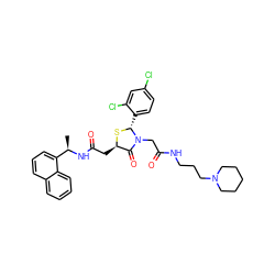 C[C@@H](NC(=O)C[C@H]1S[C@H](c2ccc(Cl)cc2Cl)N(CC(=O)NCCCN2CCCCC2)C1=O)c1cccc2ccccc12 ZINC000029393494