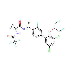 C[C@@H](NC(=O)C1(NC(=O)C(F)(F)F)CC1)c1ccc(-c2cc(Cl)cc(Cl)c2OC(CF)CF)cc1F ZINC000029130226