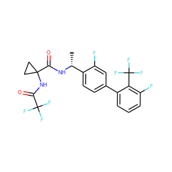 C[C@@H](NC(=O)C1(NC(=O)C(F)(F)F)CC1)c1ccc(-c2cccc(F)c2C(F)(F)F)cc1F ZINC000036161692