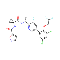 C[C@@H](NC(=O)C1(NC(=O)c2ccno2)CC1)c1ncc(-c2cc(Cl)cc(Cl)c2OCC(F)F)cc1F ZINC000029128821