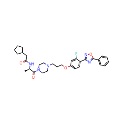 C[C@@H](NC(=O)CC1CCCC1)C(=O)N1CCN(CCCOc2ccc(-c3noc(-c4ccccc4)n3)c(F)c2)CC1 ZINC000027745839