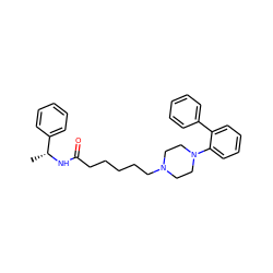 C[C@@H](NC(=O)CCCCCN1CCN(c2ccccc2-c2ccccc2)CC1)c1ccccc1 ZINC001772571416