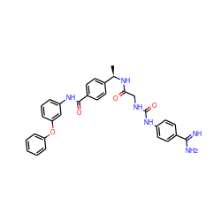 C[C@@H](NC(=O)CNC(=O)Nc1ccc(C(=N)N)cc1)c1ccc(C(=O)Nc2cccc(Oc3ccccc3)c2)cc1 ZINC000027203384