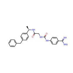 C[C@@H](NC(=O)CNC(=O)Nc1ccc(C(=N)N)cc1)c1ccc(Cc2ccccc2)cc1 ZINC000027204193