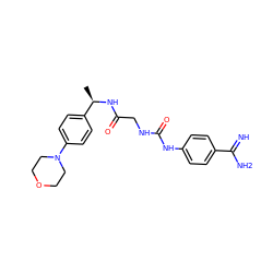 C[C@@H](NC(=O)CNC(=O)Nc1ccc(C(=N)N)cc1)c1ccc(N2CCOCC2)cc1 ZINC000027200320