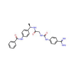 C[C@@H](NC(=O)CNC(=O)Nc1ccc(C(=N)N)cc1)c1ccc(NC(=O)c2ccccc2)cc1 ZINC000027200237