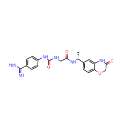 C[C@@H](NC(=O)CNC(=O)Nc1ccc(C(=N)N)cc1)c1ccc2c(c1)NC(=O)CO2 ZINC000013489410