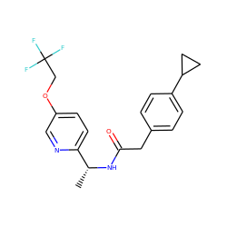 C[C@@H](NC(=O)Cc1ccc(C2CC2)cc1)c1ccc(OCC(F)(F)F)cn1 ZINC000043201088