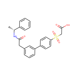 C[C@@H](NC(=O)Cc1cccc(-c2ccc(S(=O)(=O)CC(=O)O)cc2)c1)c1ccccc1 ZINC000003600319