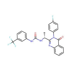 C[C@@H](NC(=O)Nc1cccc(C(F)(F)F)c1)c1nc2ccccc2c(=O)n1-c1ccc(F)cc1 ZINC000029135243