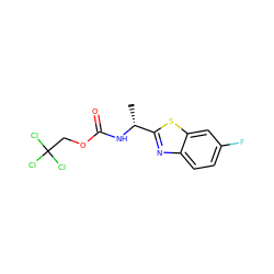 C[C@@H](NC(=O)OCC(Cl)(Cl)Cl)c1nc2ccc(F)cc2s1 ZINC000653692069