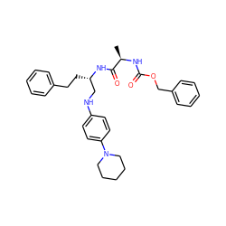 C[C@@H](NC(=O)OCc1ccccc1)C(=O)N[C@@H](CCc1ccccc1)CNc1ccc(N2CCCCC2)cc1 ZINC000028001285