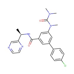 C[C@@H](NC(=O)c1cc(-c2ccc(Cl)cc2)cc(N(C)C(=O)N(C)C)c1)c1cnccn1 ZINC000142655835