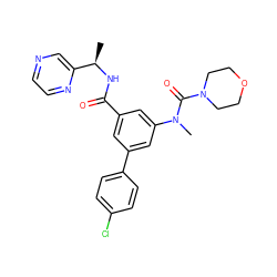 C[C@@H](NC(=O)c1cc(-c2ccc(Cl)cc2)cc(N(C)C(=O)N2CCOCC2)c1)c1cnccn1 ZINC000142651100