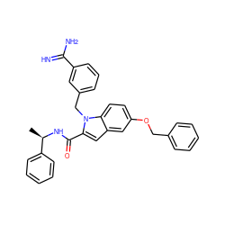 C[C@@H](NC(=O)c1cc2cc(OCc3ccccc3)ccc2n1Cc1cccc(C(=N)N)c1)c1ccccc1 ZINC000026668083