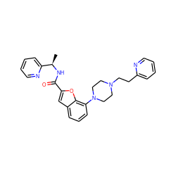 C[C@@H](NC(=O)c1cc2cccc(N3CCN(CCc4ccccn4)CC3)c2o1)c1ccccn1 ZINC000147474310