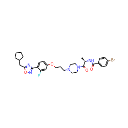 C[C@@H](NC(=O)c1ccc(Br)cc1)C(=O)N1CCN(CCCOc2ccc(-c3noc(CC4CCCC4)n3)c(F)c2)CC1 ZINC000027734544