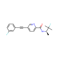 C[C@@H](NC(=O)c1ccc(C#Cc2cccc(F)c2)cn1)C(C)(C)F ZINC000096933552