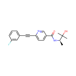 C[C@@H](NC(=O)c1ccc(C#Cc2cccc(F)c2)nc1)C(C)(C)O ZINC000096933597