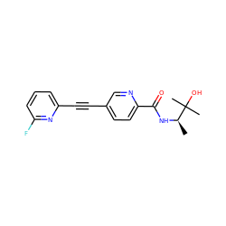 C[C@@H](NC(=O)c1ccc(C#Cc2cccc(F)n2)cn1)C(C)(C)O ZINC000096933566