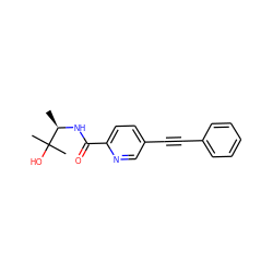 C[C@@H](NC(=O)c1ccc(C#Cc2ccccc2)cn1)C(C)(C)O ZINC000096933581