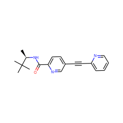 C[C@@H](NC(=O)c1ccc(C#Cc2ccccn2)cn1)C(C)(C)C ZINC000096933570