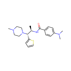 C[C@@H](NC(=O)c1ccc(N(C)C)cc1)[C@H](c1cccs1)N1CCN(C)CC1 ZINC000020287877