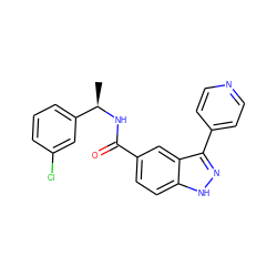 C[C@@H](NC(=O)c1ccc2[nH]nc(-c3ccncc3)c2c1)c1cccc(Cl)c1 ZINC000653843543