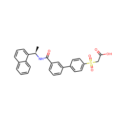 C[C@@H](NC(=O)c1cccc(-c2ccc(S(=O)(=O)CC(=O)O)cc2)c1)c1cccc2ccccc12 ZINC000013532006