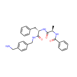 C[C@@H](NC(=O)c1ccccc1)C(=O)N[C@@H](Cc1ccccc1)C(=O)NCc1ccc(CN)cc1 ZINC000206309440