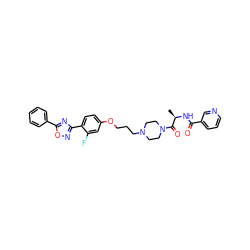 C[C@@H](NC(=O)c1cccnc1)C(=O)N1CCN(CCCOc2ccc(-c3noc(-c4ccccc4)n3)c(F)c2)CC1 ZINC000027744933