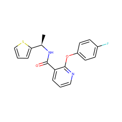 C[C@@H](NC(=O)c1cccnc1Oc1ccc(F)cc1)c1cccs1 ZINC000028570798