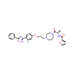 C[C@@H](NC(=O)c1ccco1)C(=O)N1CCCN(CCCOc2ccc(-c3noc(-c4ccccc4)n3)c(F)c2)CC1 ZINC000027733992