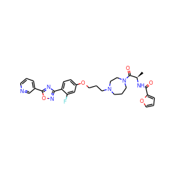 C[C@@H](NC(=O)c1ccco1)C(=O)N1CCCN(CCCOc2ccc(-c3noc(-c4cccnc4)n3)c(F)c2)CC1 ZINC000027740614