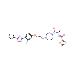 C[C@@H](NC(=O)c1ccco1)C(=O)N1CCCN(CCCOc2ccc(-c3noc(C4CCCC4)n3)c(F)c2)CC1 ZINC000027744120