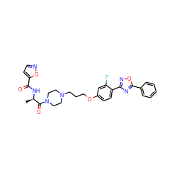 C[C@@H](NC(=O)c1ccno1)C(=O)N1CCN(CCCOc2ccc(-c3noc(-c4ccccc4)n3)c(F)c2)CC1 ZINC000027734754