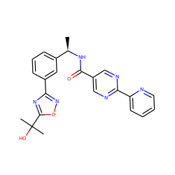 C[C@@H](NC(=O)c1cnc(-c2ccccn2)nc1)c1cccc(-c2noc(C(C)(C)O)n2)c1 ZINC000072315459