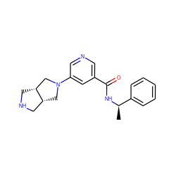 C[C@@H](NC(=O)c1cncc(N2C[C@@H]3CNC[C@@H]3C2)c1)c1ccccc1 ZINC000073157141