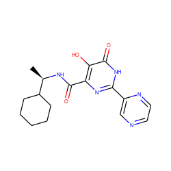 C[C@@H](NC(=O)c1nc(-c2cnccn2)[nH]c(=O)c1O)C1CCCCC1 ZINC000084708337