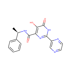 C[C@@H](NC(=O)c1nc(-c2cnccn2)[nH]c(=O)c1O)c1ccccc1 ZINC000084708330