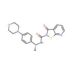 C[C@@H](NC(=O)n1sc2ncccc2c1=O)c1ccc(N2CCOCC2)cc1 ZINC000169711345