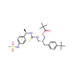 C[C@@H](NC(=S)NC[C@H](COC(=O)C(C)(C)C)Cc1ccc(C(C)(C)C)cc1)c1ccc(NS(C)(=O)=O)cc1 ZINC000137533298