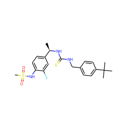 C[C@@H](NC(=S)NCc1ccc(C(C)(C)C)cc1)c1ccc(NS(C)(=O)=O)c(F)c1 ZINC000014973345