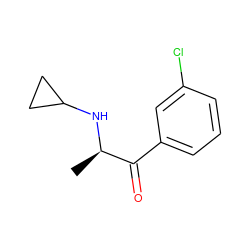 C[C@@H](NC1CC1)C(=O)c1cccc(Cl)c1 ZINC000045256132